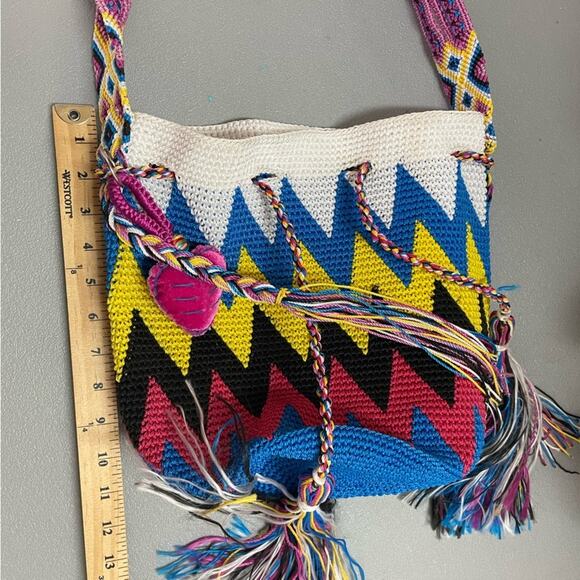 Unbranded multicolor handwoven bucket cross body bag - Picture 11 of 12